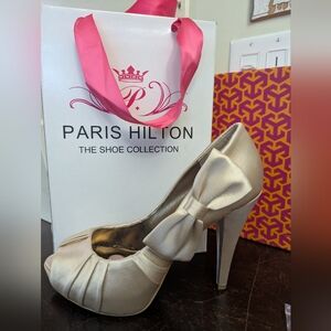 Paris Hilton Satin Bow Heels